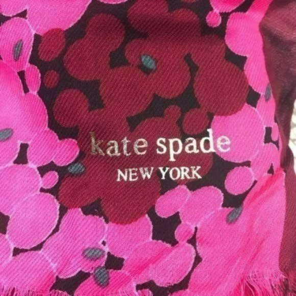 Kate Spade Bubble Dot Oblong Scarf Barbiecore Pink Red Black, Brand New - Picture 5 of 7